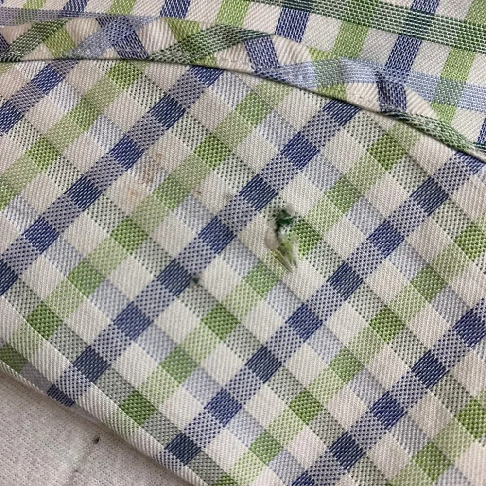 Banana Republic Plaid Blue Green Dress Shirt Button Up Men's Large 16-16.5‎